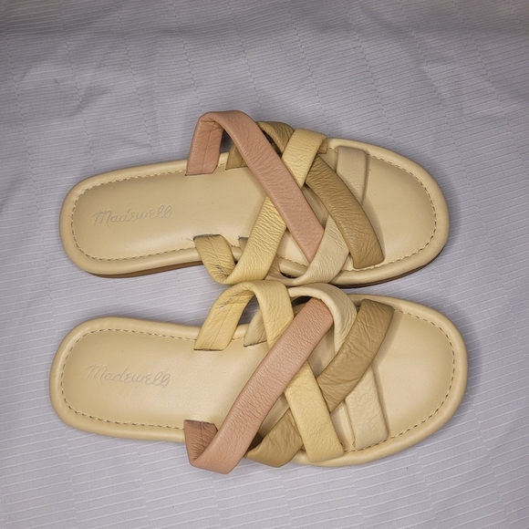 Madewell The Leeandra Slide Puffer Butter Yellow Leather Sandal sz 8 - Picture 1 of 9